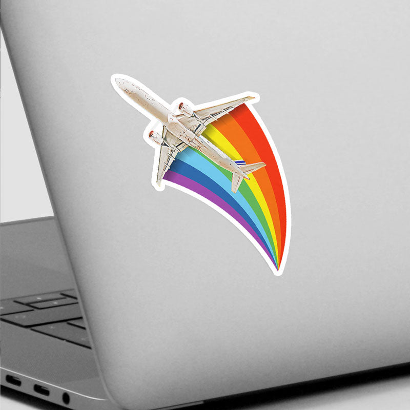 Plane Flying Rainbow - Sticker