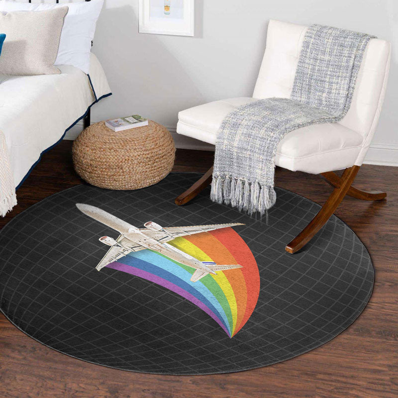Airplane Rainbow - Round Rug