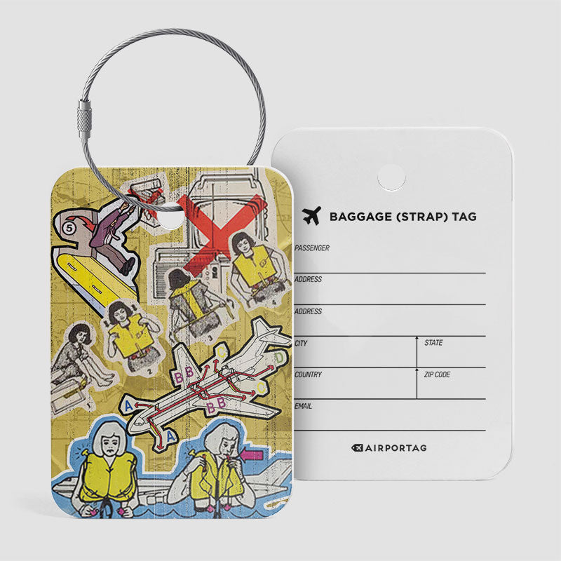 Safety Card Collage - Luggage Tag