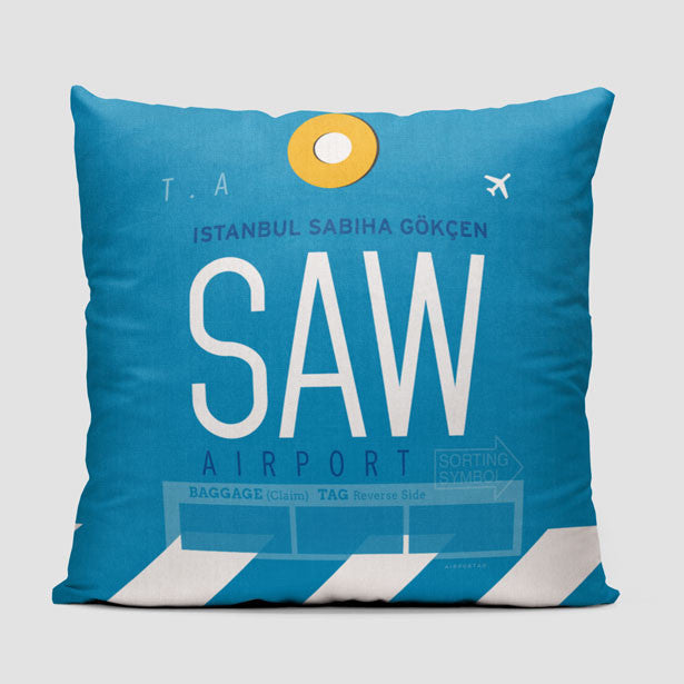 SAW - Throw Pillow - Airportag