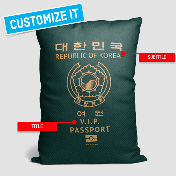 Corée du Sud - Coussin rectangulaire passeport