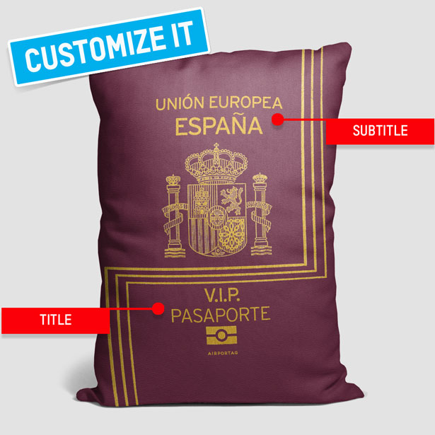 スペイン - パスポートの長方形の枕
