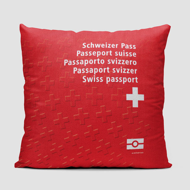 Switzerland - Passport Throw Pillow - Airportag
