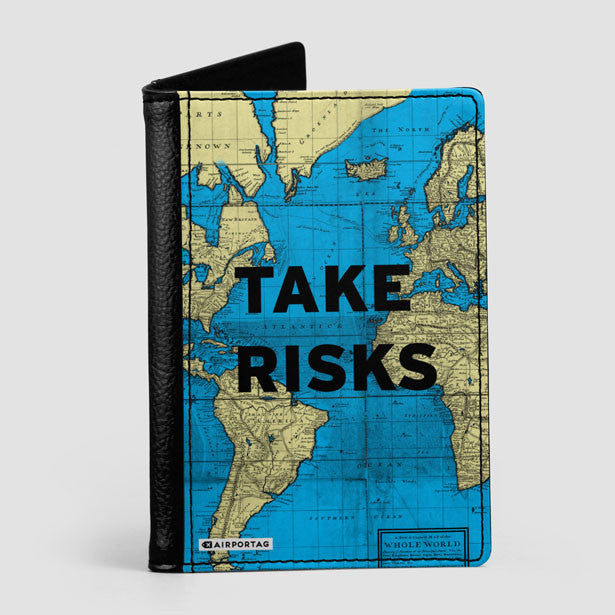 Take Risks - World Map - Passport Cover - Airportag