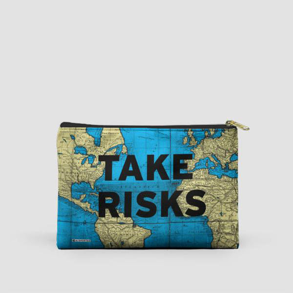 Take Risks - World Map - Pouch Bag - Airportag