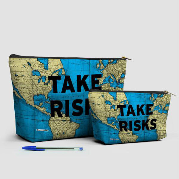 Take Risks - World Map - Pouch Bag - Airportag