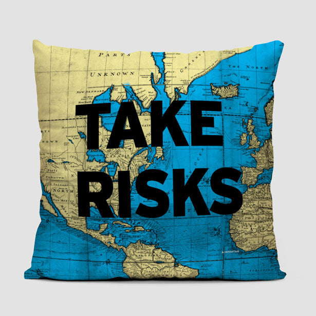 Take Risks - World Map - Throw Pillow - Airportag