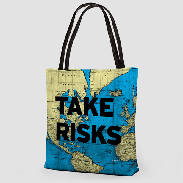 Take Risks - World Map - Tote Bag - Airportag