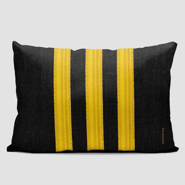 Black Pilot Stripes - Rectangular Pillow - Airportag