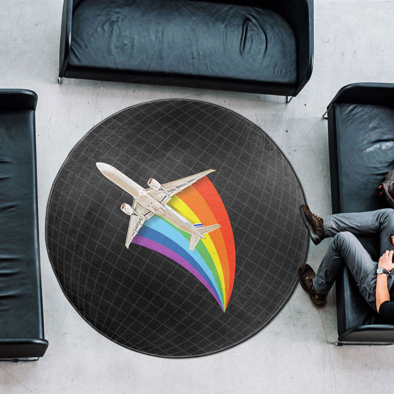 Airplane Rainbow - Round Rug