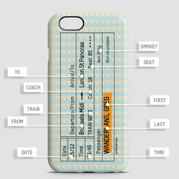 Train Ticket - Europe - Phone Case - Airportag