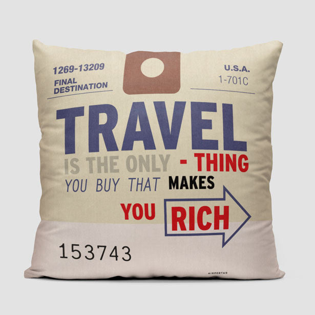 Travel is - Old Tag - Throw Pillow - Airportag