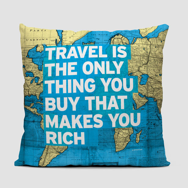 Travel Is - World Map - Throw Pillow - Airportag