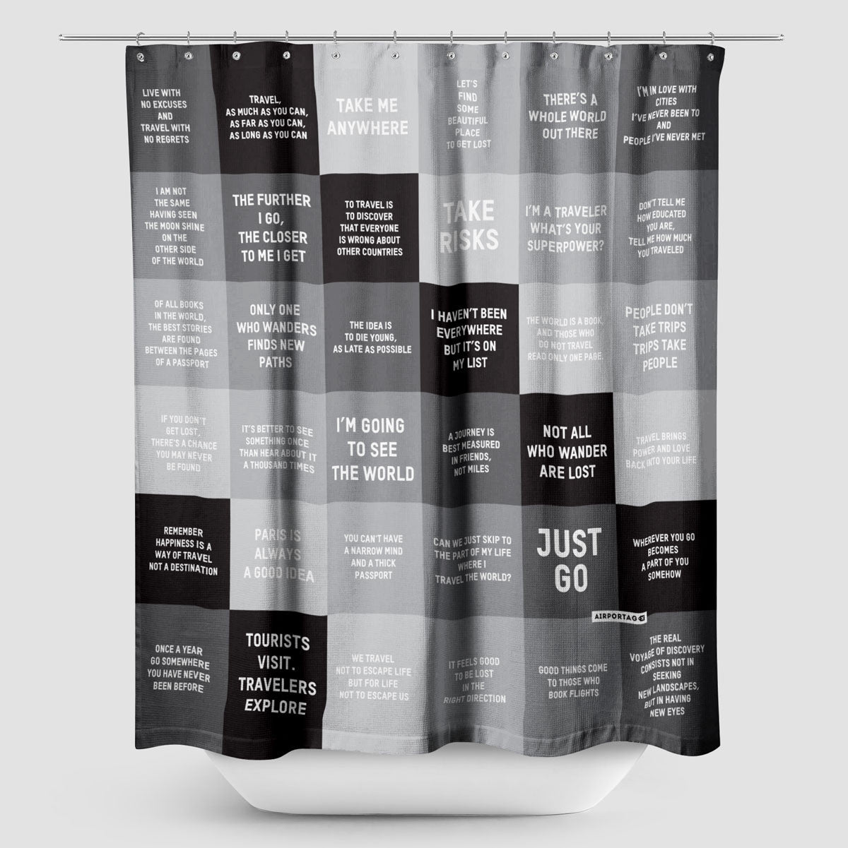 Travel Quotes - Shower Curtain - Airportag