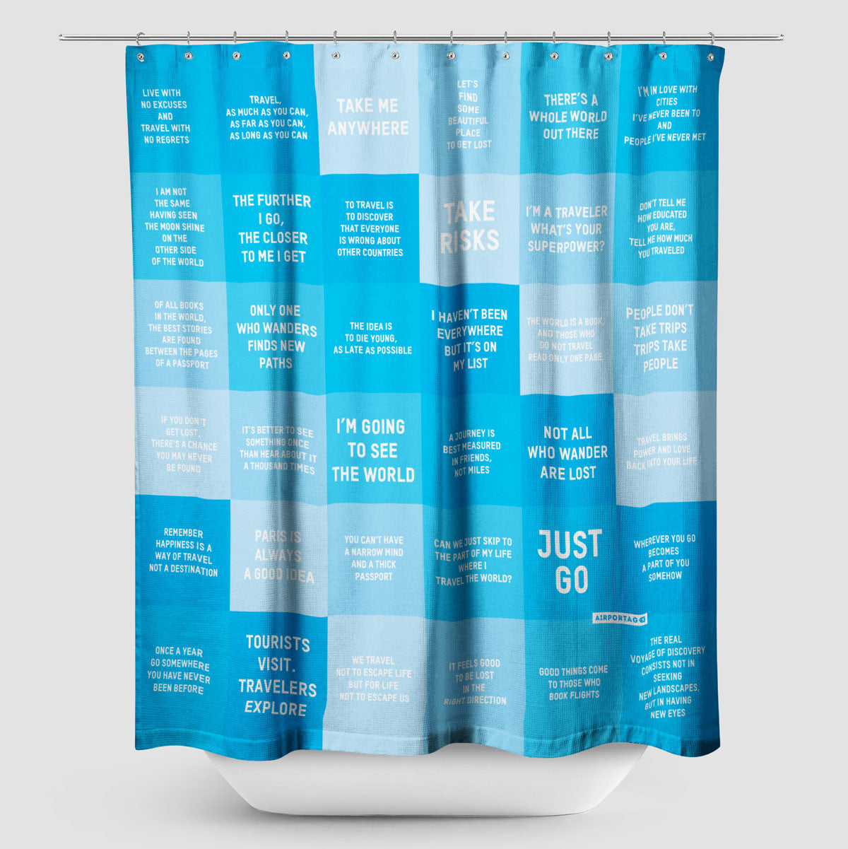 Travel Quotes - Shower Curtain - Airportag