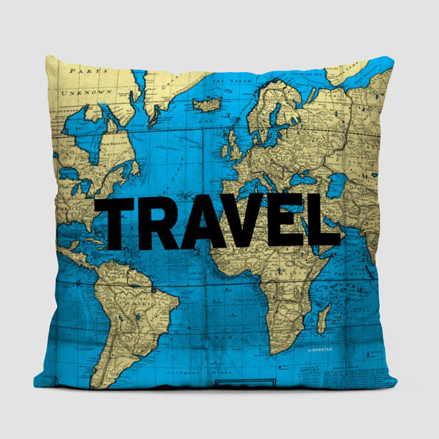 Travel - World Map - Throw Pillow - Airportag