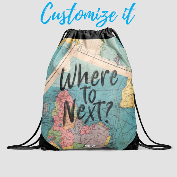 Where To Next? - Drawstring Bag airportag.myshopify.com