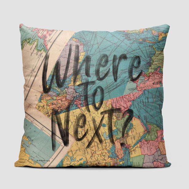 Where To Next? - Throw Pillow airportag.myshopify.com