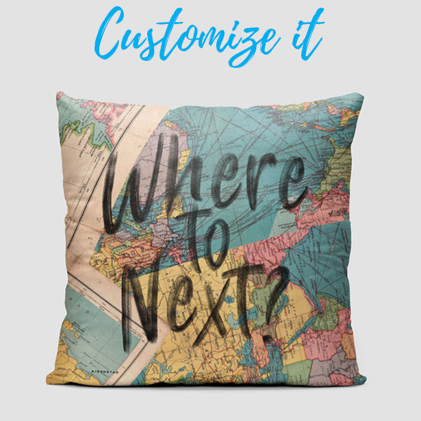 Where To Next? - Throw Pillow airportag.myshopify.com