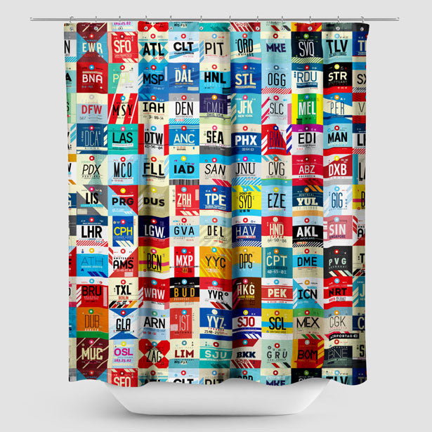 Worldwide Airports - Shower Curtain - Airportag