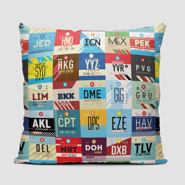 Worldwide Airports - Throw Pillow - Airportag