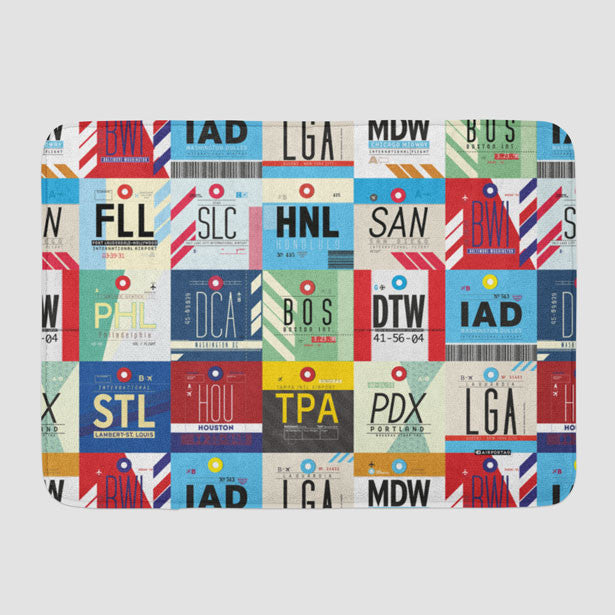 XL USA Airports Flight Tag Pattern - Bath rug